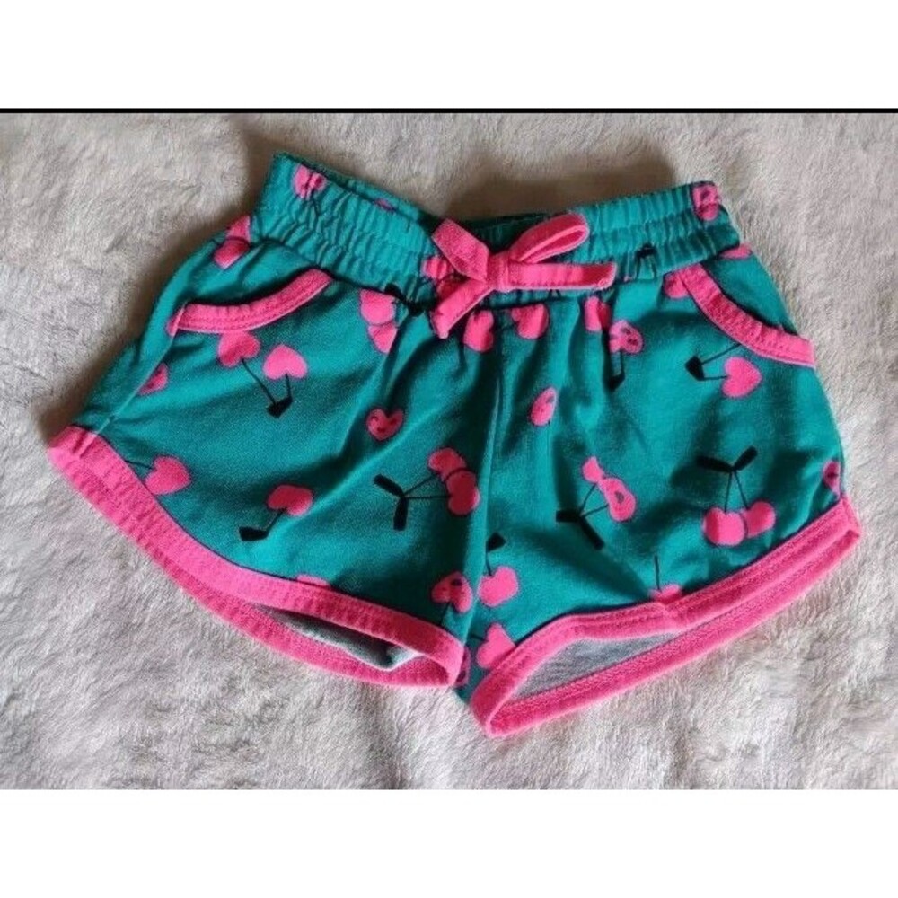 Short 3 Month New girls Okie Dokie Baby Girl Teal Blue Pink Cherries Trim Bow